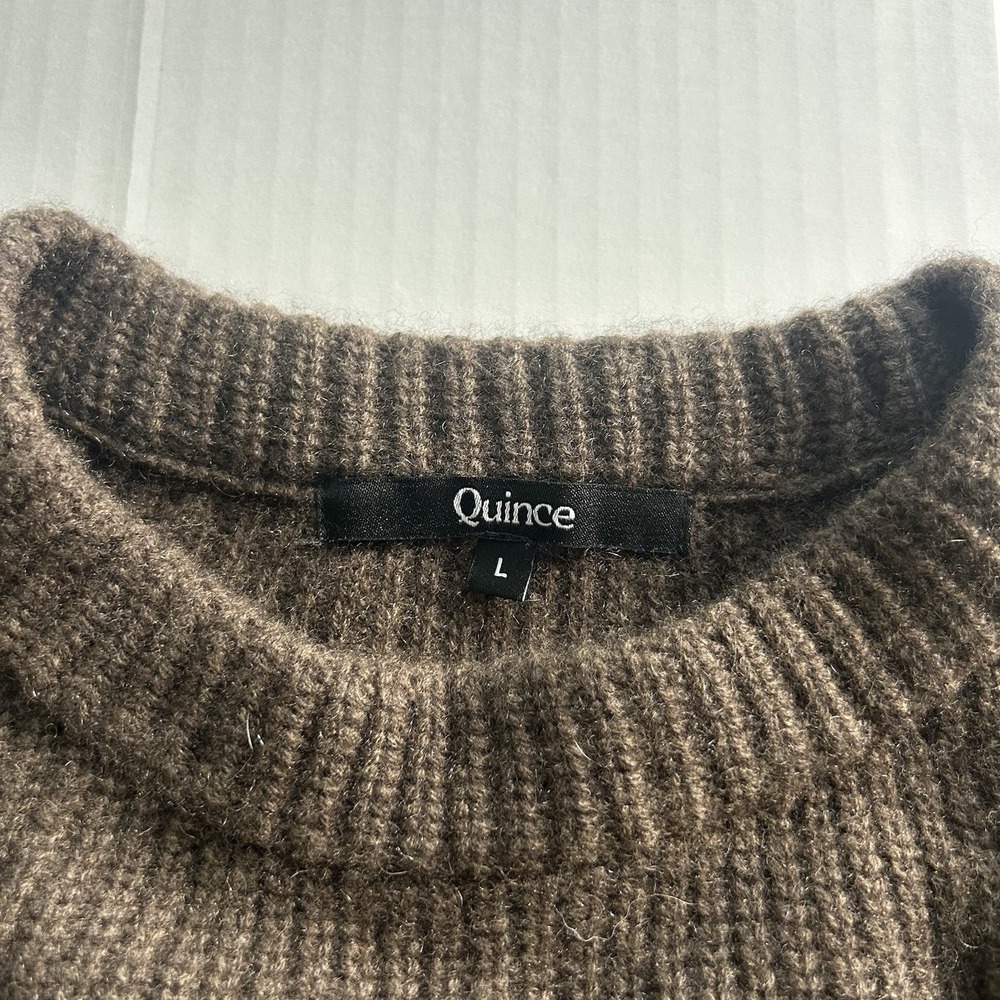 Quince Cashmere Fisherman Sweater Brown Quiet Luxury Soft Minimalist Chic - Picture 2 of 6